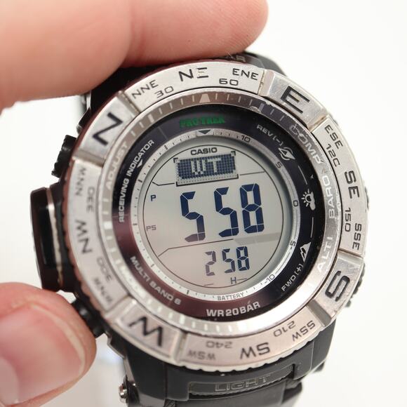 Casio Pro Trek Men's Watch PRW-3500 Solar Triple Sensor Digital Black Working - Picture 15 of 16